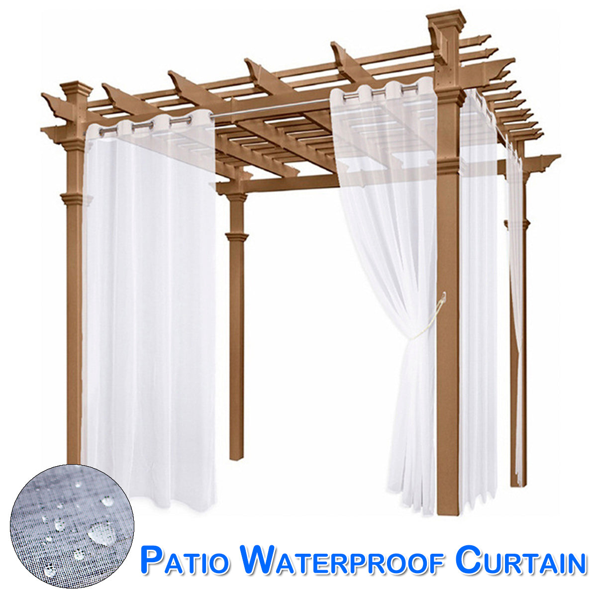 Waterproof Linen Sheer Curtain, 1 Panel, White, 132x213cm/132x243cm/132x274cm