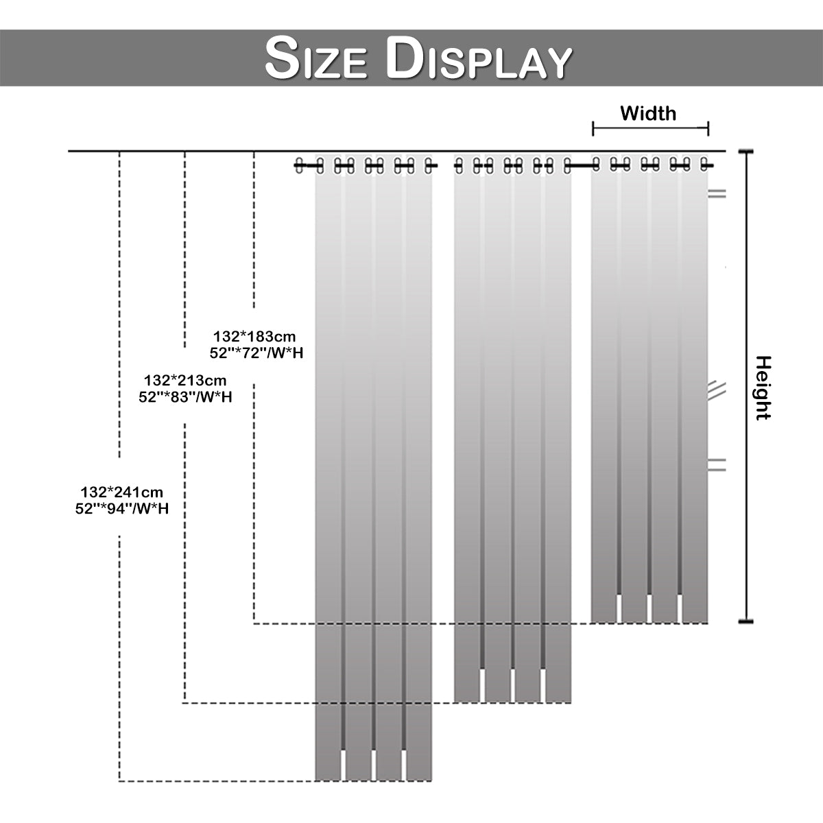 Rideau occultant 100 % pour terrasse, 1 panneau, gris, 132 x 183 cm/32 x 213 cm/132 x 241 cm