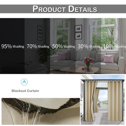 Home Patio Curtain 100% Blackout Outdoor