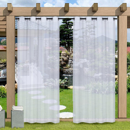 Waterproof Linen Sheer Curtain, 1 Panel, White, 132x213cm/132x243cm/132x274cm