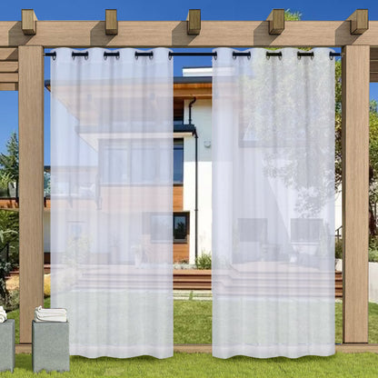 Waterproof Linen Sheer Curtain, 1 Panel, White, 132x213cm/132x243cm/132x274cm