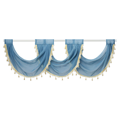 Swag Valance Drops Tier Curtains, 1 Panel, Blue, 76*60cm