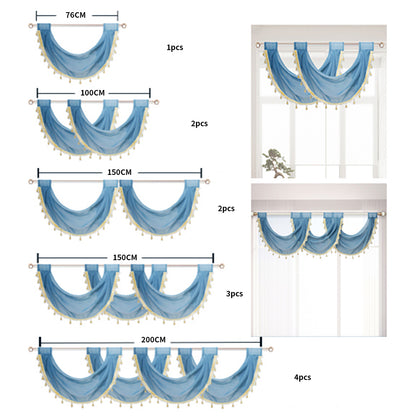 Swag Valance Drops Tier Curtains, 1 Panel, Blue, 76*60cm