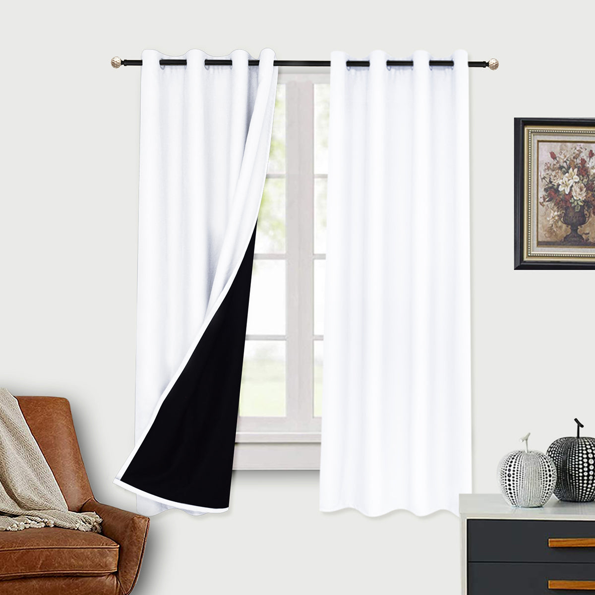 100% Blackout Curtains, 1 Panel, White, 132cm*160cm/132cm*213cm