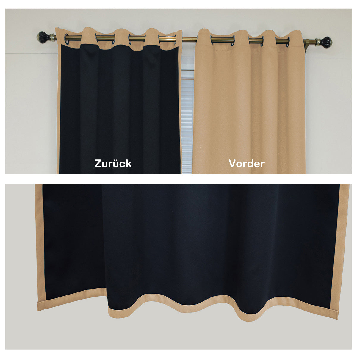 100% Blackout Curtains, 1 Panel, Beige, 132cm*160cm/132cm*213cm